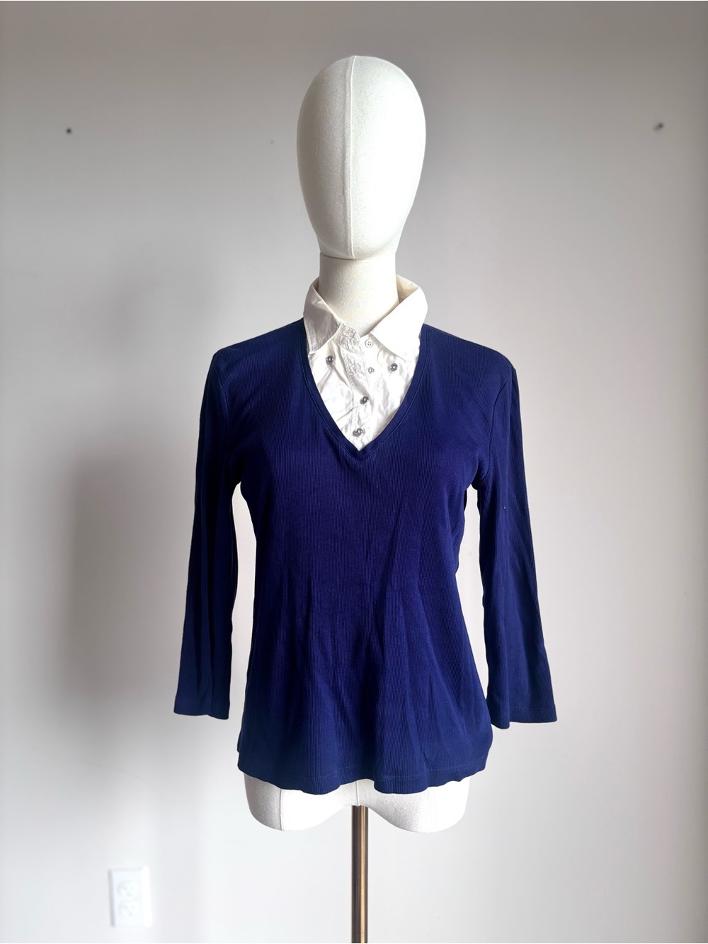 Ralph Lauren Navy V-Neck Long Sleeve Top